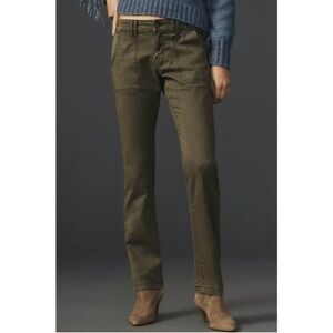 Anthropologie Pilcro Jefferson Utility Pants US 31 Green Cotton Spandex Boho